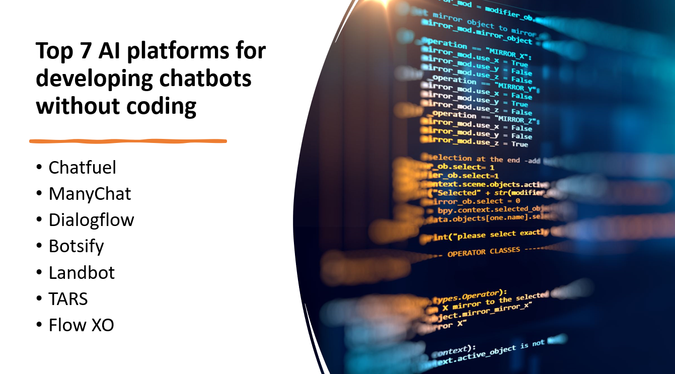 &quot;Top 7 AI platforms for developing chatbots without coding&quot;